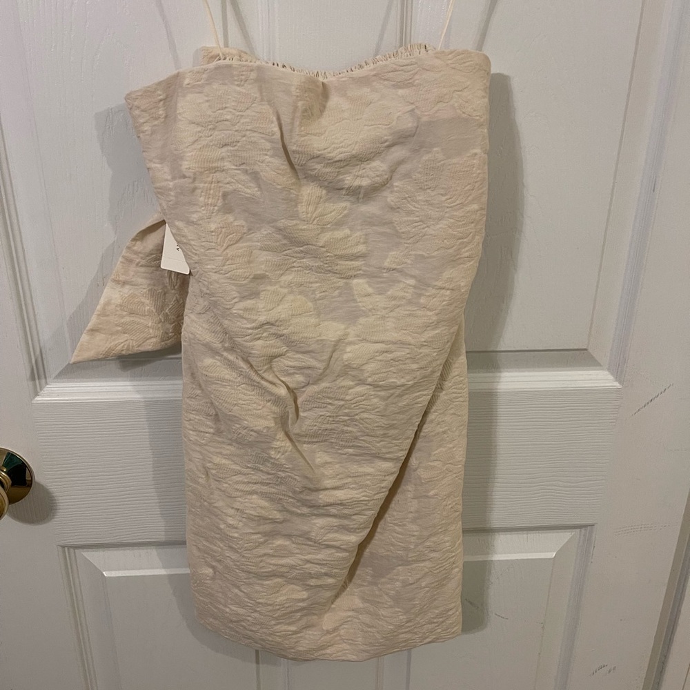 Anthropologie textured shift mini dress in ivory